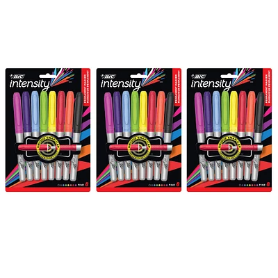 BIC® Intensity Assorted Colors Fine Point Permanent Marker, 3 Packs of 8