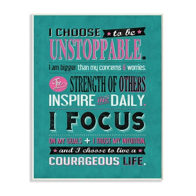 Stupell Industries I Choose Unstoppable Inspirational Wooden Wall Plaque