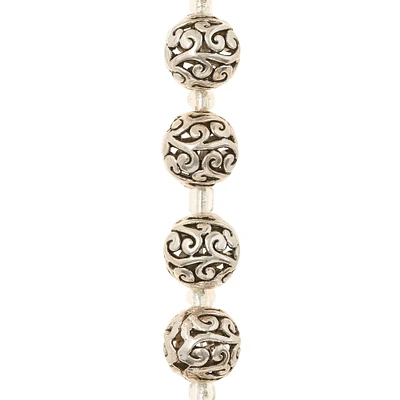 12 Pack:  Silver-Plated Round Filigree Beads, 10mm by Bead Landing™