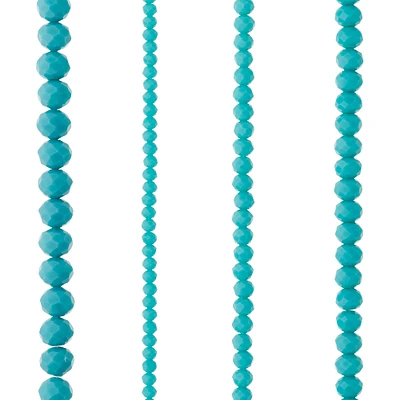 Aqua Faceted Glass Rondelle Bead Strings by Bead Landing™