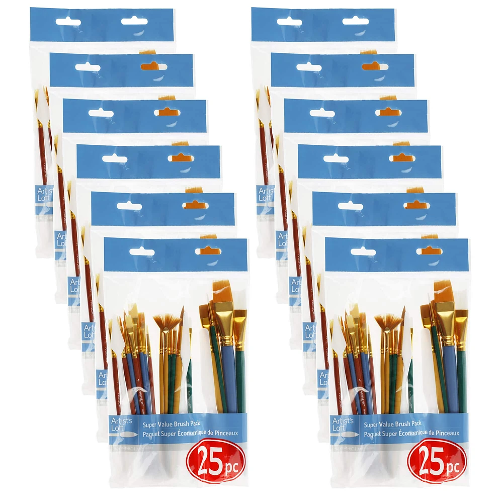 12 Packs: 25 ct. (300 total) Super Value Brush Set by Artist's Loft™ Necessities™