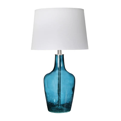 27" Deep Blue Glass Table Lamp