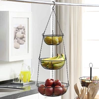 SunnyPoint Black 3 Tier Hanging Fruit Basket