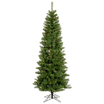 6.5ft. Pencil Salem Pine Artificial Christmas Tree, Multicolor Dura-Lit® Lights