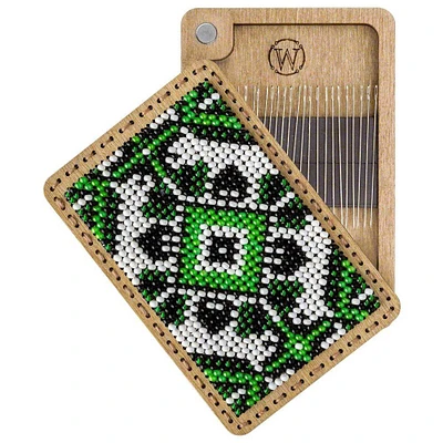 Wonderland Crafts Green & White Bead Embroidery Needle Box Kit