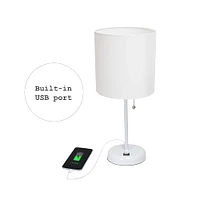 LimeLights White Base Lamp with USB Charging Port