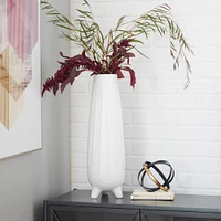CosmoLiving by Cosmopolitan White Ceramic Contemporary Vase, 6" x 20"