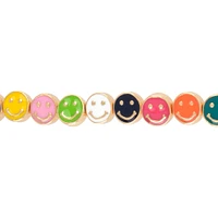 Multicolor & Gold Smiley Face Disc Beads, 9.5mm by Bead Landing™