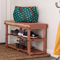 Household Essentials CedarFresh 18" 2-Tier Cedar Shoe Rack and Seat Bench