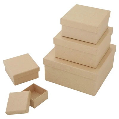 Papier Mache 5.5" Paper Mache Medium Square Box, 5ct.