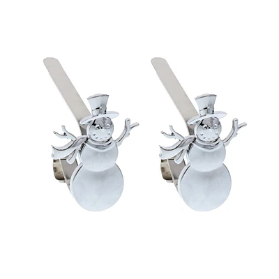 Original MantleClip® Silver Snowman Icons Stocking Holders, 2ct.