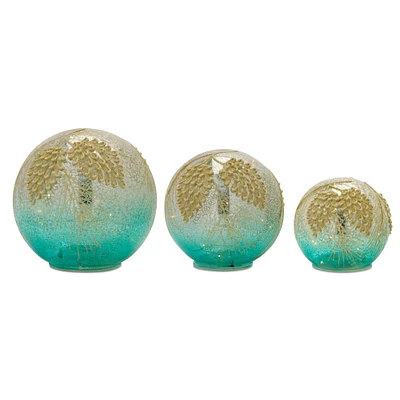 Light-Up Glass Orb Set, 4.5", 6" & 7"