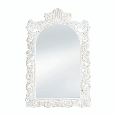 23" Grand Distressed White Wall Mirror