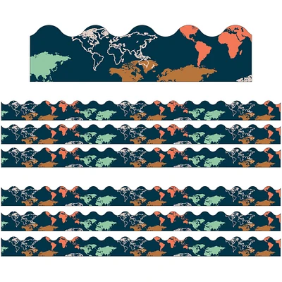 Carson Dellosa® Let's Explore World Map Scalloped Border, 234ft.