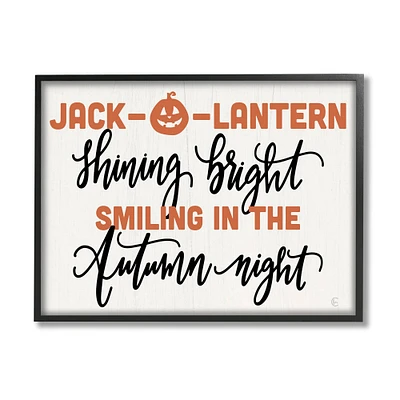 Stupell Industries Autumn Jack-o-Lantern Phrase Framed Giclee Art