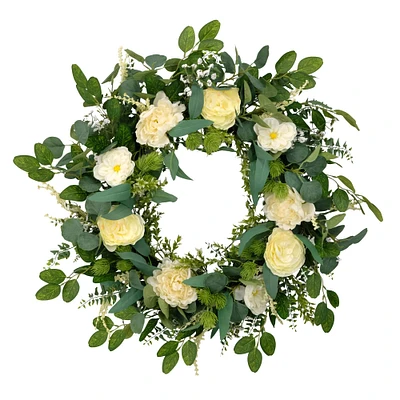 6 Pack: 30'' Green & Eucalyptus Floral Spring Wreath