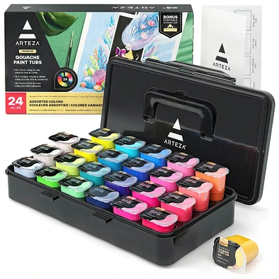 8 Pack: Arteza® 24 Color Gouache Paint Tub Set