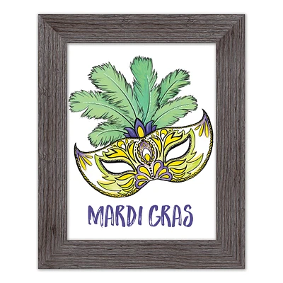 Mardi Gras Mask Watercolor Western Gray Framed Print