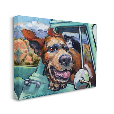 Stupell Industries Cat and Dog in Truck Window Wild Ride Canvas Wall Art