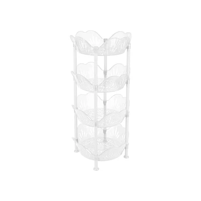 Kitchen Details White 4-Tier Large Basket Shelf