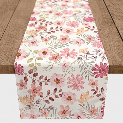 Mother's Day Pink Florals Cotton Twill Table Runner