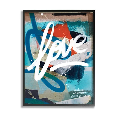 Stupell Industries Graffiti Love Text Modern Urban Wall Art in Frame