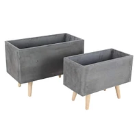 CosmoLiving by Cosmopolitan Dark Gray Fiberclay Contemporary Planter Set