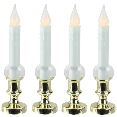 White & Gold LED C5 Flickering Window Christmas Candle Lamp With Timer