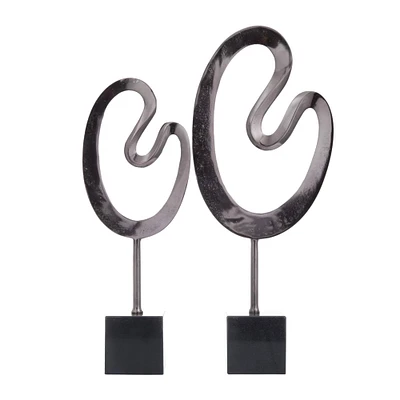 CosmoLiving by Cosmopolitan Black Marble Contemporary Sculpture, 24" x 21"