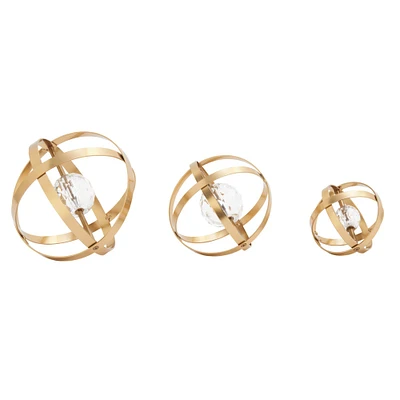 Gold Metal Glam Geometric Sculpture Set