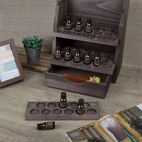 NEX™ 3 Tier Rustic Wooden Essential Oil/Nail Polish Holder with Drawer