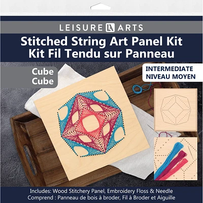 Leisure Arts® Intermediate Cube Wood Stitched String Art Panel Kit