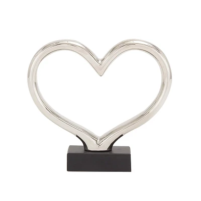 The Novogratz 12" Silver Ceramic Contemporary Heart Sculpture