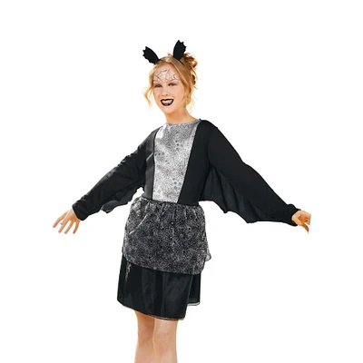 Medium Black & Silver Vampire Girl's Dress Costume