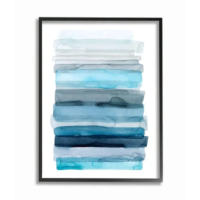 Stupell Industries Blue & Gray Ombre Abstract Lines Wall Art in Black Frame