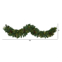 6ft. Pre-Lit Clear LED Mixed Pine, Berry & Pinecone Artificial Christmas Garland