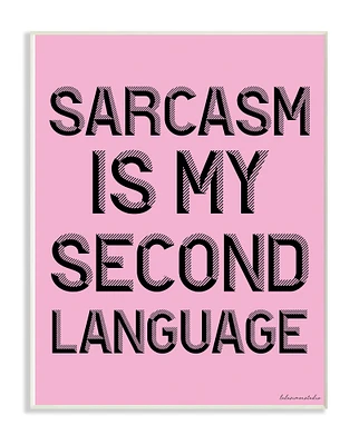 Stupell Industries lulusimonSTUDIO Pink & Black Sarcasm Is My Second Language Typography Wall Plaque