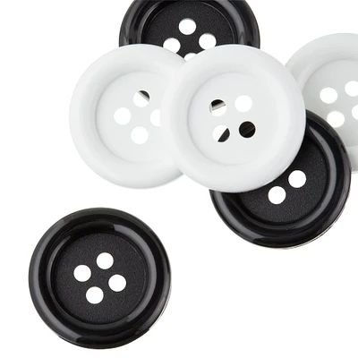 12 Packs: 6 ct. (72 total) 1.375" Basic Buttons, Black & White by Loops & Threads®