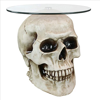 Design Toscano 19.5" Lost Souls Gothic Skull Glass-Topped Table