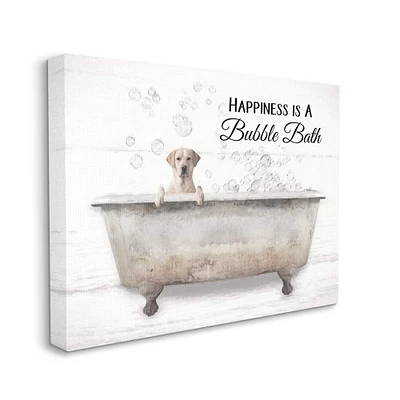 Stupell Industries Happiness Is A Bubble Bath Dog In Tub Word Design Canvas Wall Art