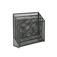 Mind Reader Black 3-Tier Jumbo Metal Mesh File Holder, Desktop File Box, Magazine & Document Organizer