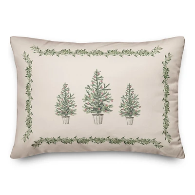 Garland Border & Christmas Tree Throw Pillow