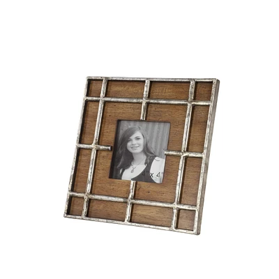 Brown Wood Grain Grid 4" x 4" Frame