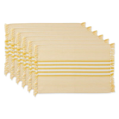 DII® Deep Yellow Stripes With Fringe Placemats, 6ct.