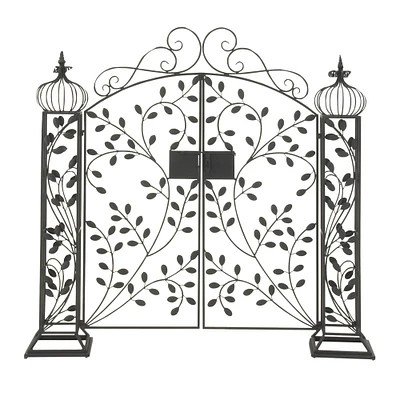 Black Tin Traditional Garden Arbor, 65" x 70" x 15"