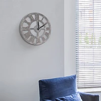 Whitewashed Metal 15" Wall Clock
