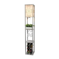 Simple Designs™ Floor Lamp Storage Shelf and Wine Rack with Linen Shade
