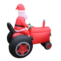 6ft. Inflatable Christmas Santa on Vintage Tractor