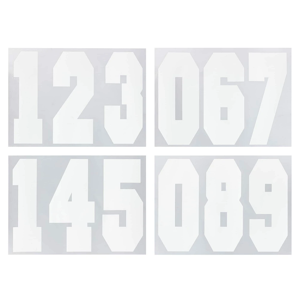 12 Packs: 12 ct. (144 total) 8" Iron-On White Numbers by Imagin8®