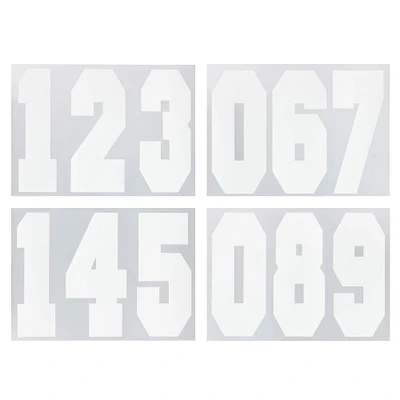 12 Packs: 12 ct. (144 total) 8" Iron-On White Numbers by Imagin8®